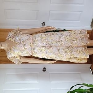 Lauren Conrad Flutter Sleeve Ruffled Midi Dress